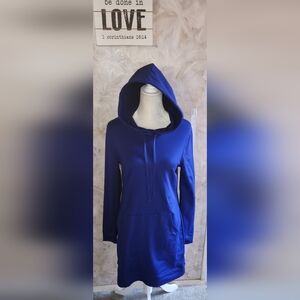 Fabletics Royal Blue Fleece Lined Hooded Sweatshirt Dress NWOT